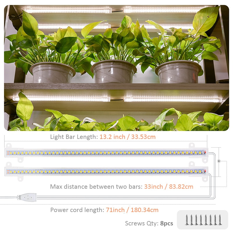 Led Grow Light Strips With 4pcs Bars