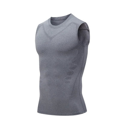 "Ultimate Shaping Solution: Men's Cool Ice-Silk Compression Tank Top - Say Goodbye to Unwanted Belly Fat and Enhance Your Athletic Performance!"