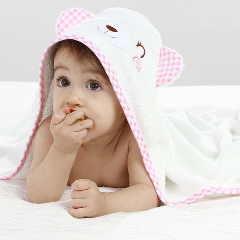 Baby hooded wrapping bath towel