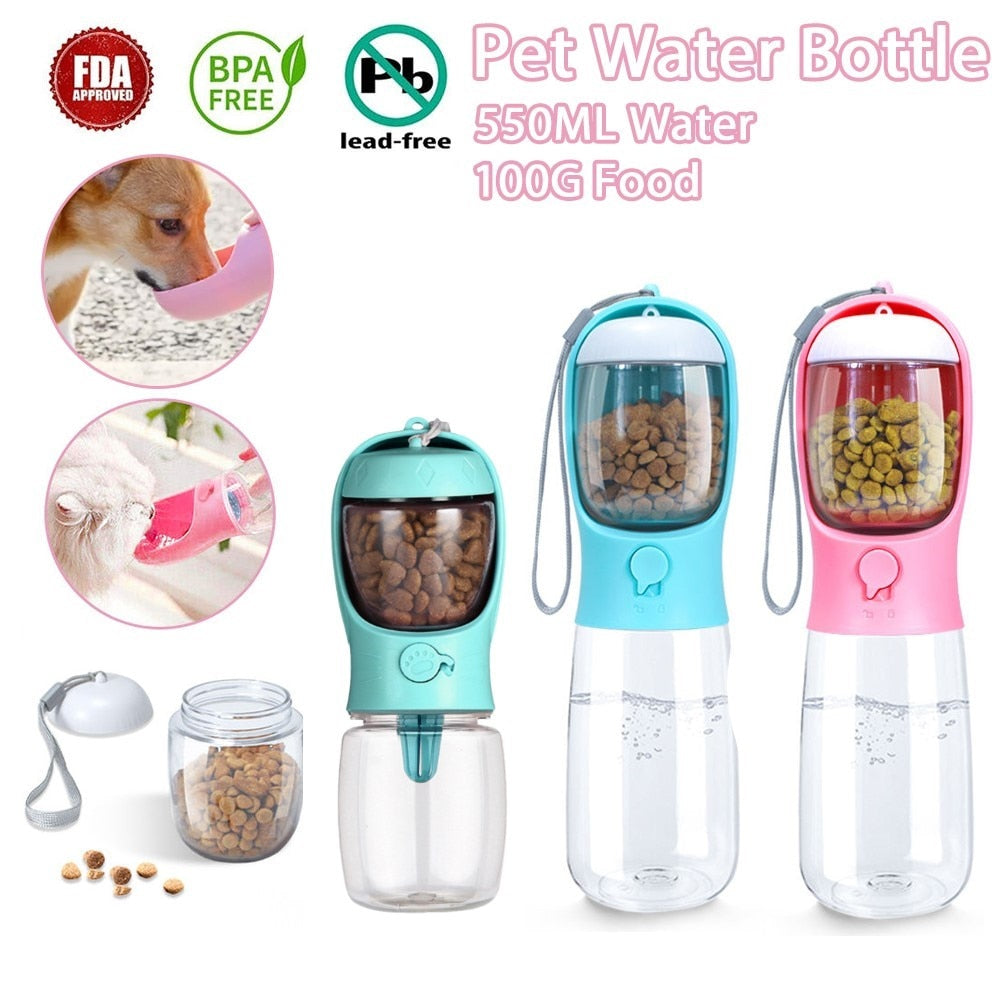 Portable Dog Water Bottle with Storage Food