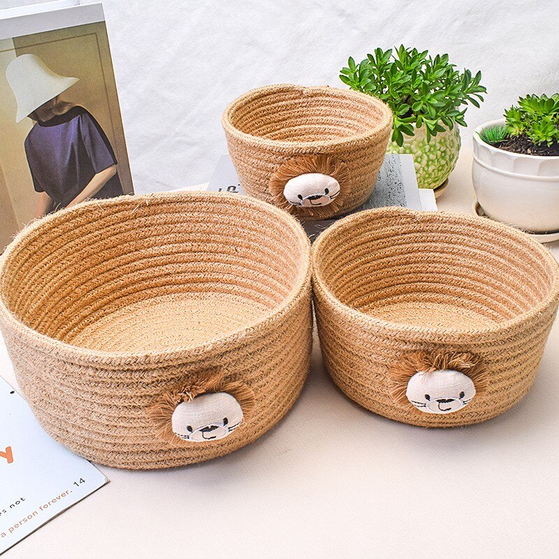 Cartoon Animals Hand Woven Storage Basket