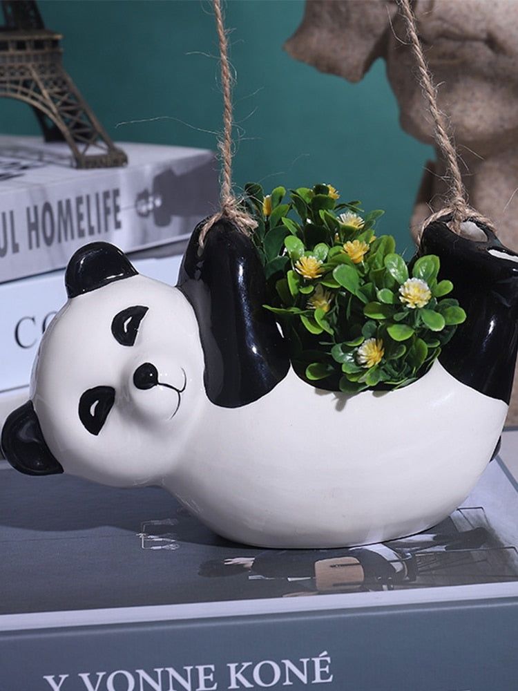 Ceramic Panda Hanging Decorative Vase