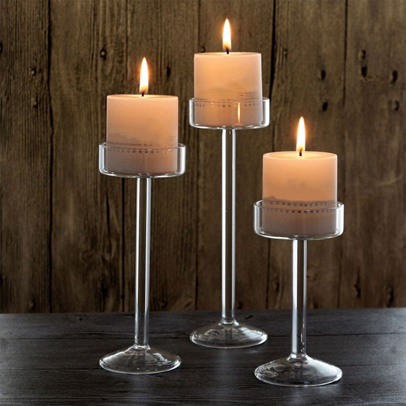 Tall Glass Candle Holder
