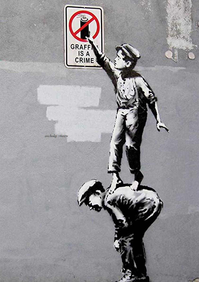 Banksy Graffiti Artwork Black White poster