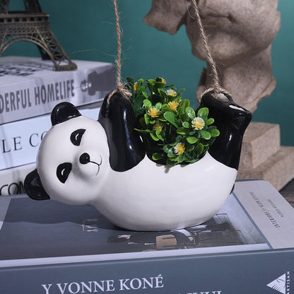 Ceramic Panda Hanging Decorative Vase