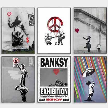 Banksy Graffiti Artwork Black White poster