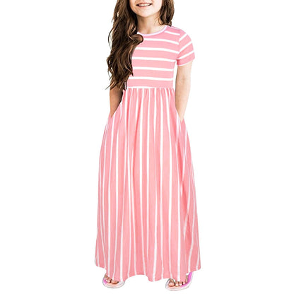 Girls Striped Print Dress