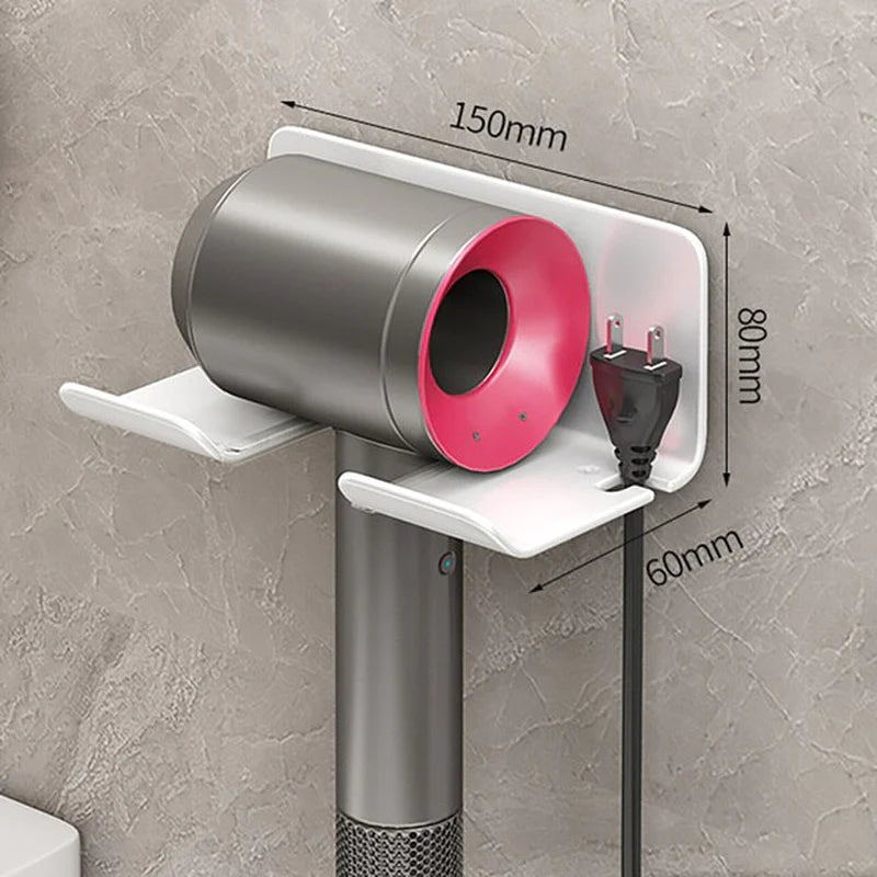 "Ultimate Hair Styling Station: Wall-Mounted Hair Dryer Holder and Organizer with Sleek Storage Box and Convenient Straightener Stand - For a Tidy and Stylish Bathroom Look"