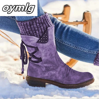 2020 Women Boots Winter Mid-Calf Boot Winter Shoes Ladies Fashion Snow Boots Shoes Thigh High Suede Warm Botas Zapatos De Mujer