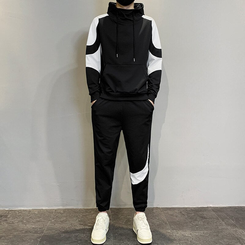 "2023 Winter Warmth: Men's Fashion Sweatshirt Set - Stylish Stand Collar Tracksuit for Casual Sports"