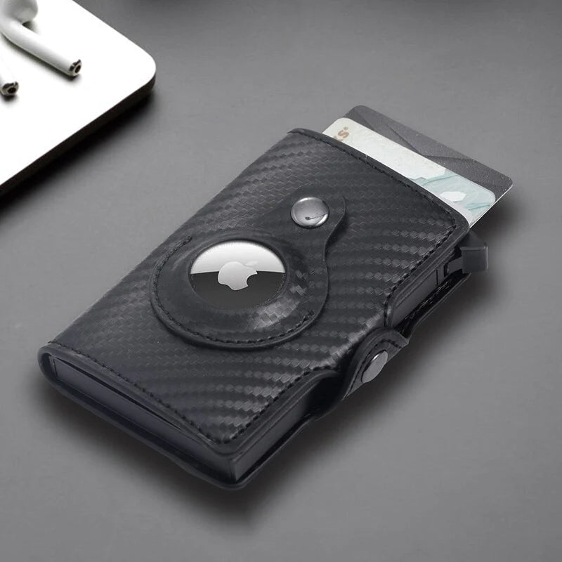 Luxury Leather Airtag Wallet: Stylish Anti-Lost Card Bag with Airtags Tracker Protection - Perfect for Men and Women