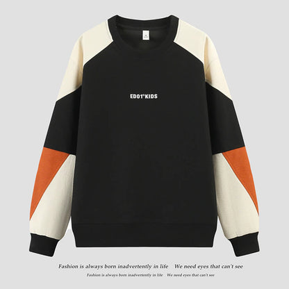 2023 Men's Solid Color Black and White Patchwork Sweatshirt: A Stylish Hoodie for Spring and Autumn, Ideal for Casual Streetwear