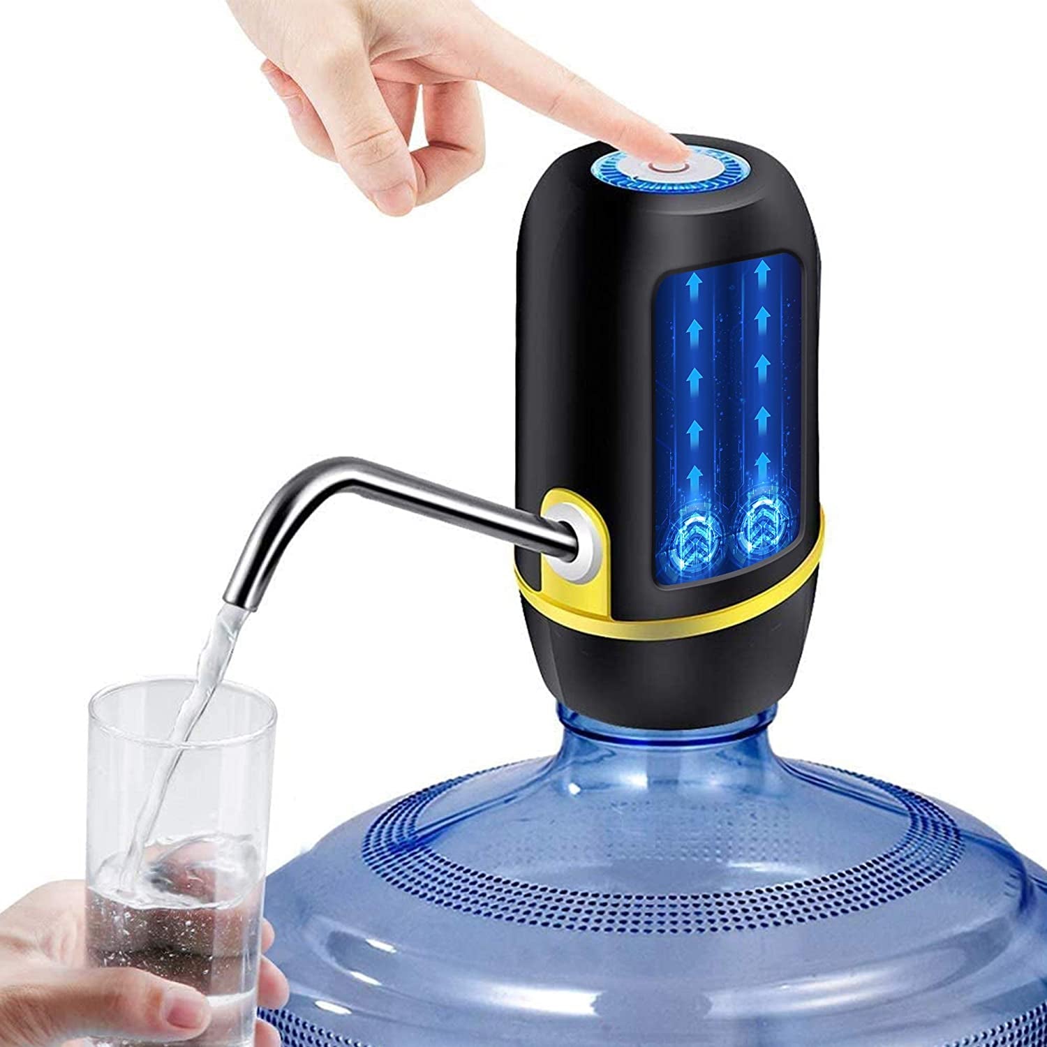 "HydroPump: Convenient Electric Water Jug Pump for Effortless, On-the-Go Drinking Water Dispensing from ３－5 Gallon Bottles – Ideal for Outdoor Adventures!"