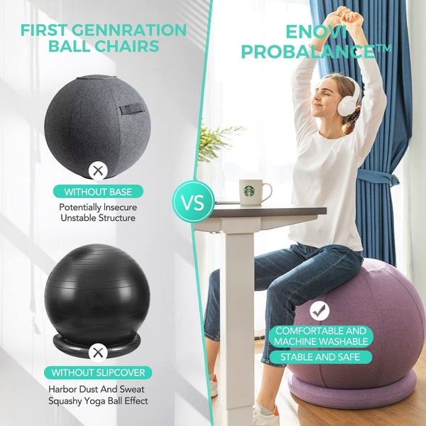 "Pro Balance Ball Chair: Optimize Comfort and Support for Work, Yoga, and Pregnancy. Stylish, Ergonomic Design with Slipcover and Stable Base. Relieve Back Pain and Embrace a Healthier, Active Lifestyle. Multiple Color and Size Options Available."