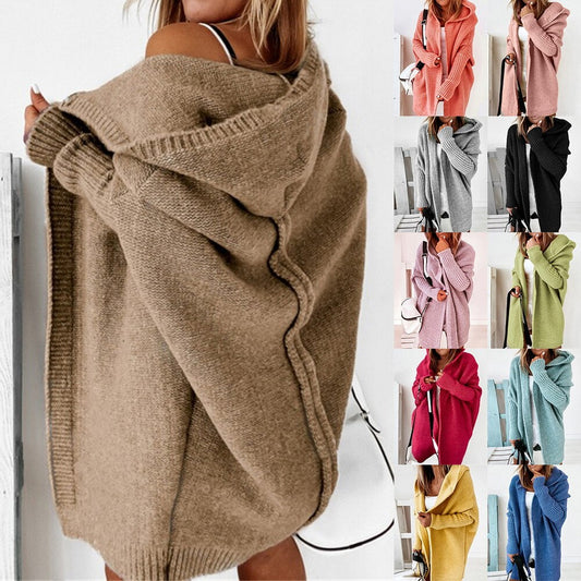 "New Arrival: Trendy & Cozy Batwing Sleeve Knitwear Cardigan for Women - Oversized Sweater Coat perfect for 2022 Fashion! Limited stock available!"