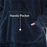 "Cozy Winter Hooded Sweater Blanket - Women's Oversized Fleece Blanket with Sleeves, Large Pocket, and Warm Thick TV Hoodie Robe - Perfect for Couples"