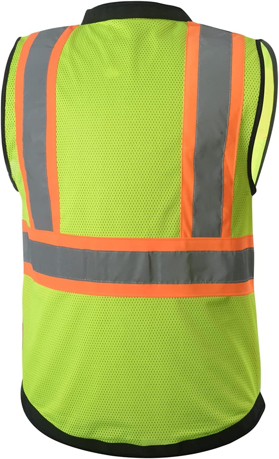 "Stay Visible and Safe with the  Surveyor Black/Lime Two Tone Safety Vest - ANSI/ISEA 107-2015 Certified with Photo ID Pocket!"