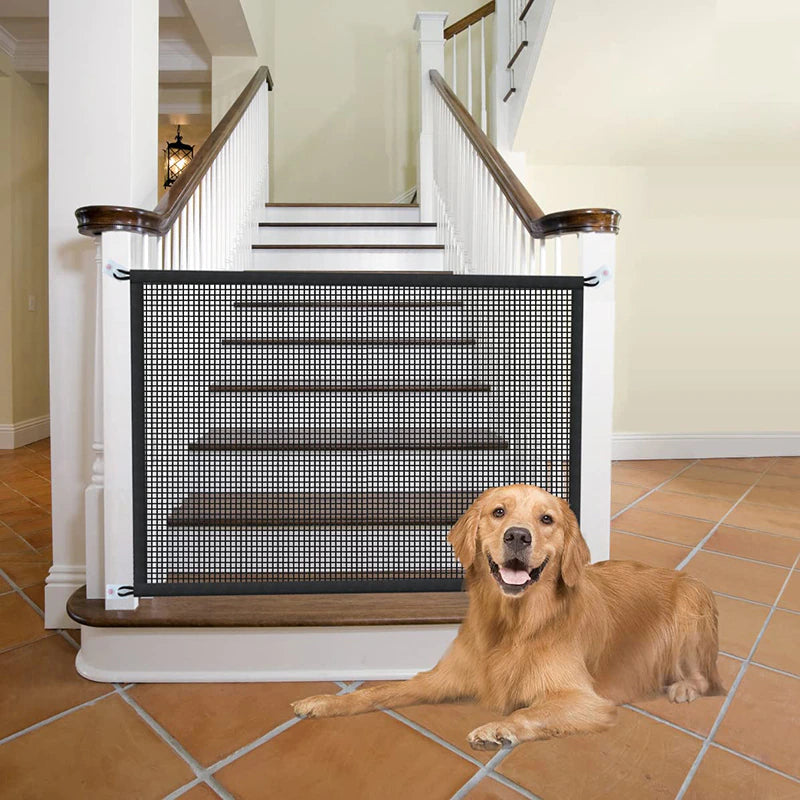 "Ultimate Dog Safety Fence: Foldable, Breathable Mesh Playpen with Hook and Isolated Network for Pet Isolation and Stair Gate"