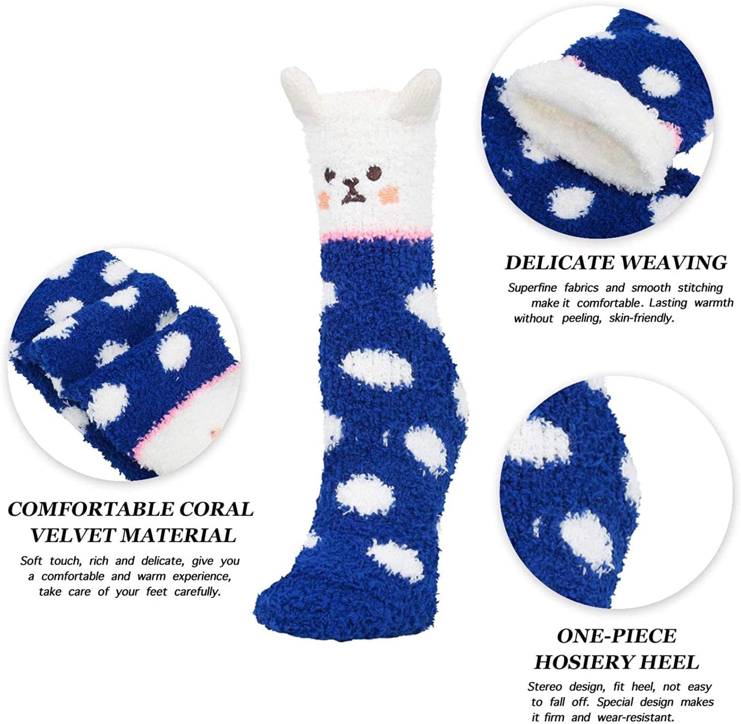 Women's Colorful Animal Slipper Socks with Fuzzy Texture for Indoor Use