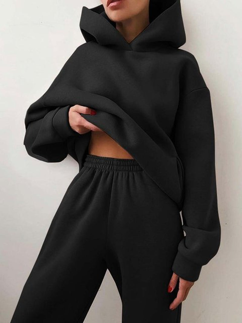 Cozy Chic: Women's Oversized Fleece Two-Piece Set for Autumn/Winter 2021