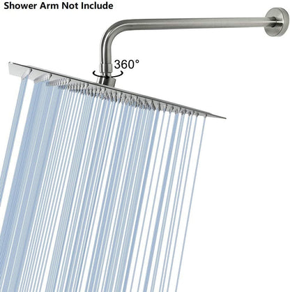 "Enhance Your Shower Experience with the High Flow Stainless Steel Rain Shower Head - Elegant Waterfall Bath Shower, Ideal for Ceiling or Wall Mount (12 Inch, Brushed Nickel)"