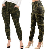 "Chic Camo Cargo Pants Set with Belt - Trendy Women's Slim Fit Joggers for Winter/Autumn"