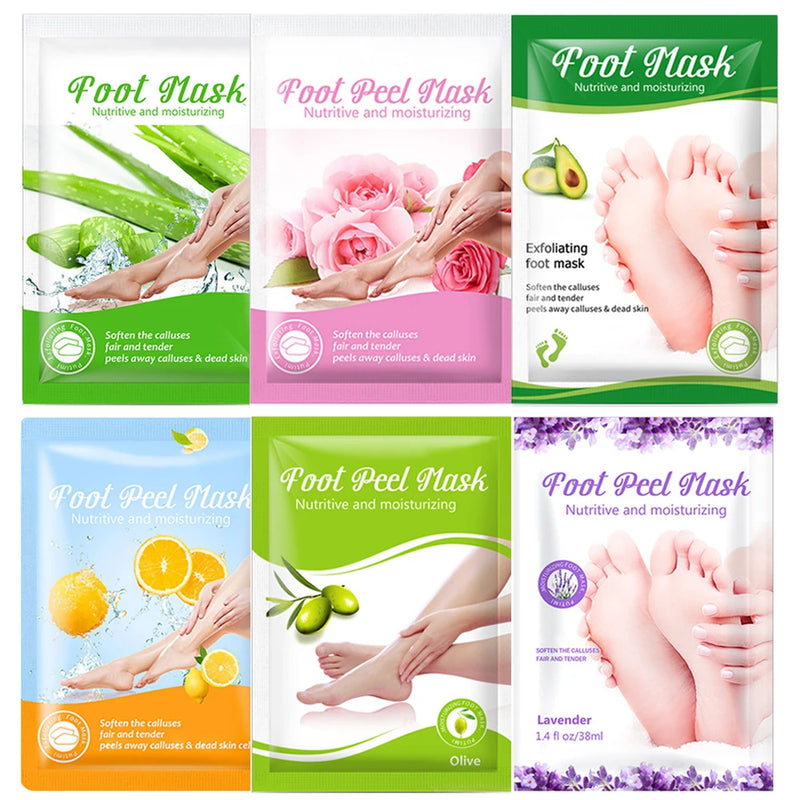 "Enhance Foot Health: 5 Sets of Exfoliating Foot Masks for Silky, Radiant Heels and Nourished Skin - Premium Foot Spa Pedicure Socks for Eliminating Dead Skin, Brightening and Repairing Cracked Feet"