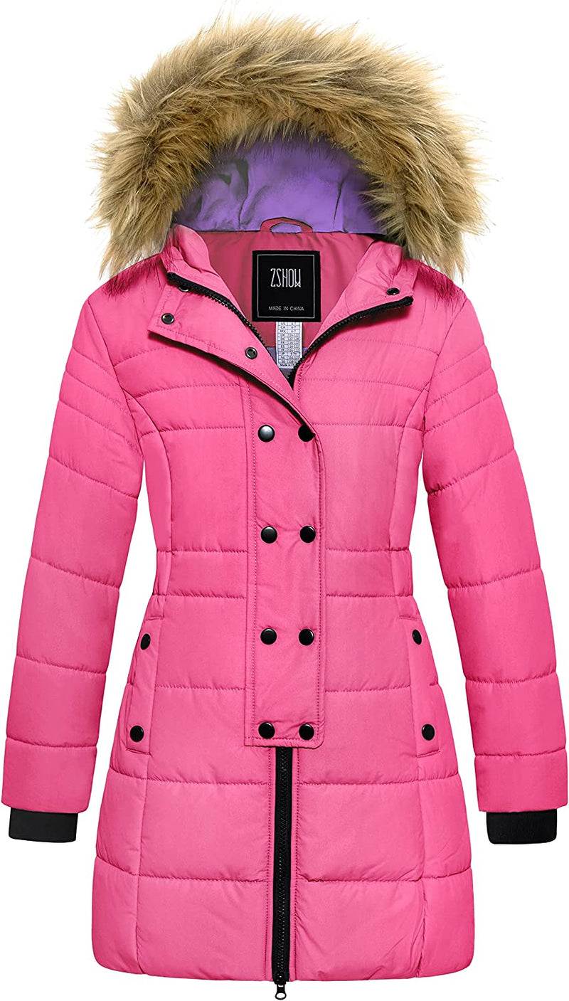 "Stay Cozy and Stylish with our Girls' Warm and Water Resistant Long Winter Coat Parka Puffer Jacket"