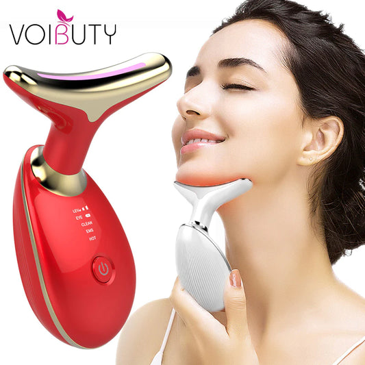 "Revitalize and Rejuvenate with our EMS Thermal Neck Lifting and Tightening Massager - The Ultimate Electric Microcurrent Wrinkle Remover and LED Photon Face Beauty Device for Women!"