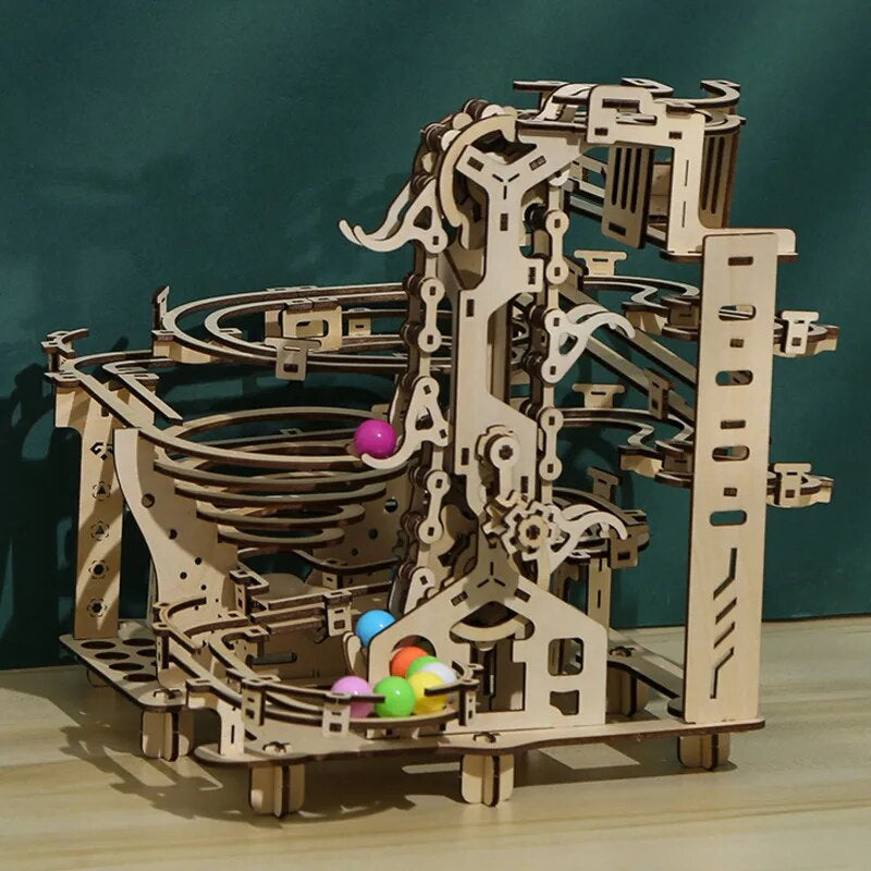"Endless Fun 3D Marble Run Set - Build, Play and Learn with 335PCS Wooden Puzzle Maze - Perfect STEM Educational Toy for Kids and Adults"