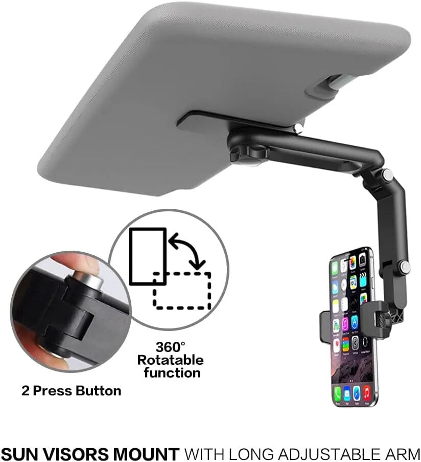 Sun Visor Phone Holder for Car Multifunctional 360° Rotating Sun Visor Cell Phone Holder with Iphone/Samsung/Android