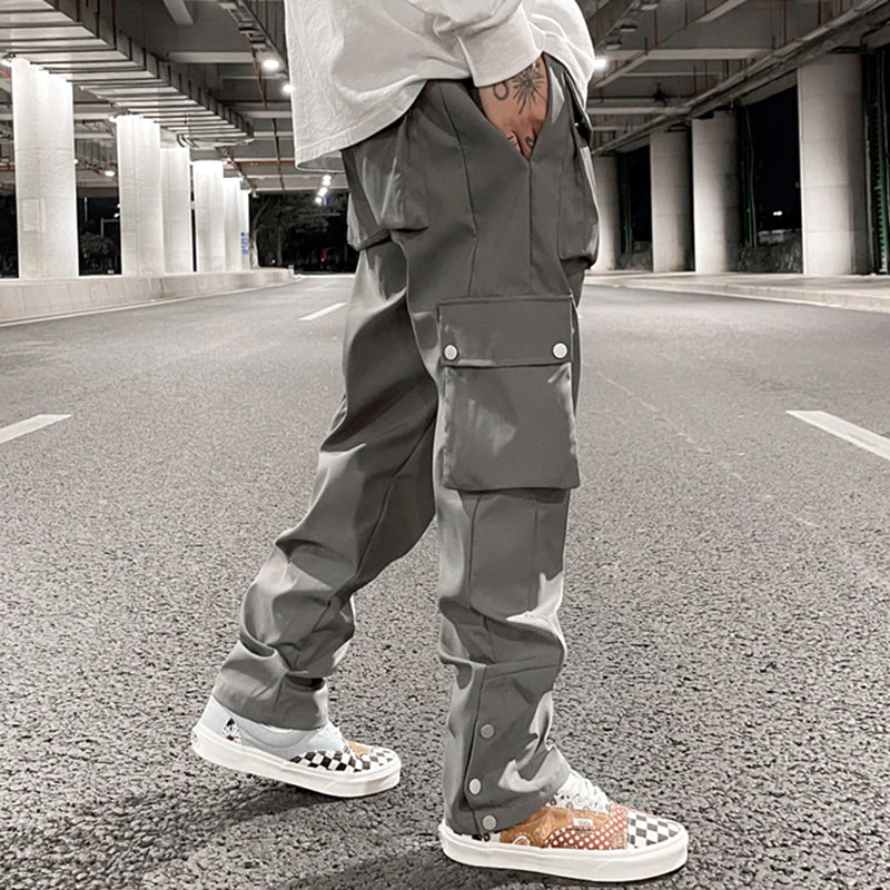 "Urban Chic Multi-Pocket Cargo Pants - Stylish Hip Hop Streetwear for Men and Women"