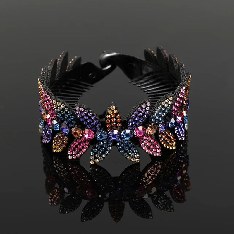 "Stylish Rhinestone Hair Clip: Add Glamour with Crystal Bird Nest Twist and Bun Holder - Perfect Hair Accessory for Women"