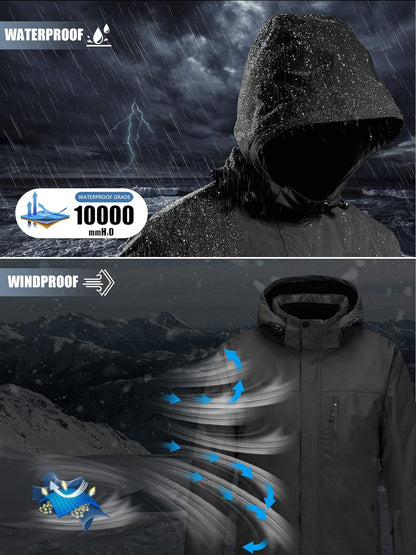 "Stay Warm and Dry in Style with the Ultimate Protection: Men's Waterproof Ski Snow Jacket!"