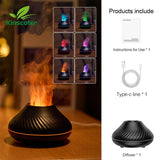 "Transform Your Space with the Portable Volcanic Aroma Diffuser - Enhance Your Atmosphere with Soothing Essential Oils and Colorful Flame Night Light!"