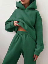 Cozy Chic: Women's Oversized Fleece Two-Piece Set for Autumn/Winter 2021