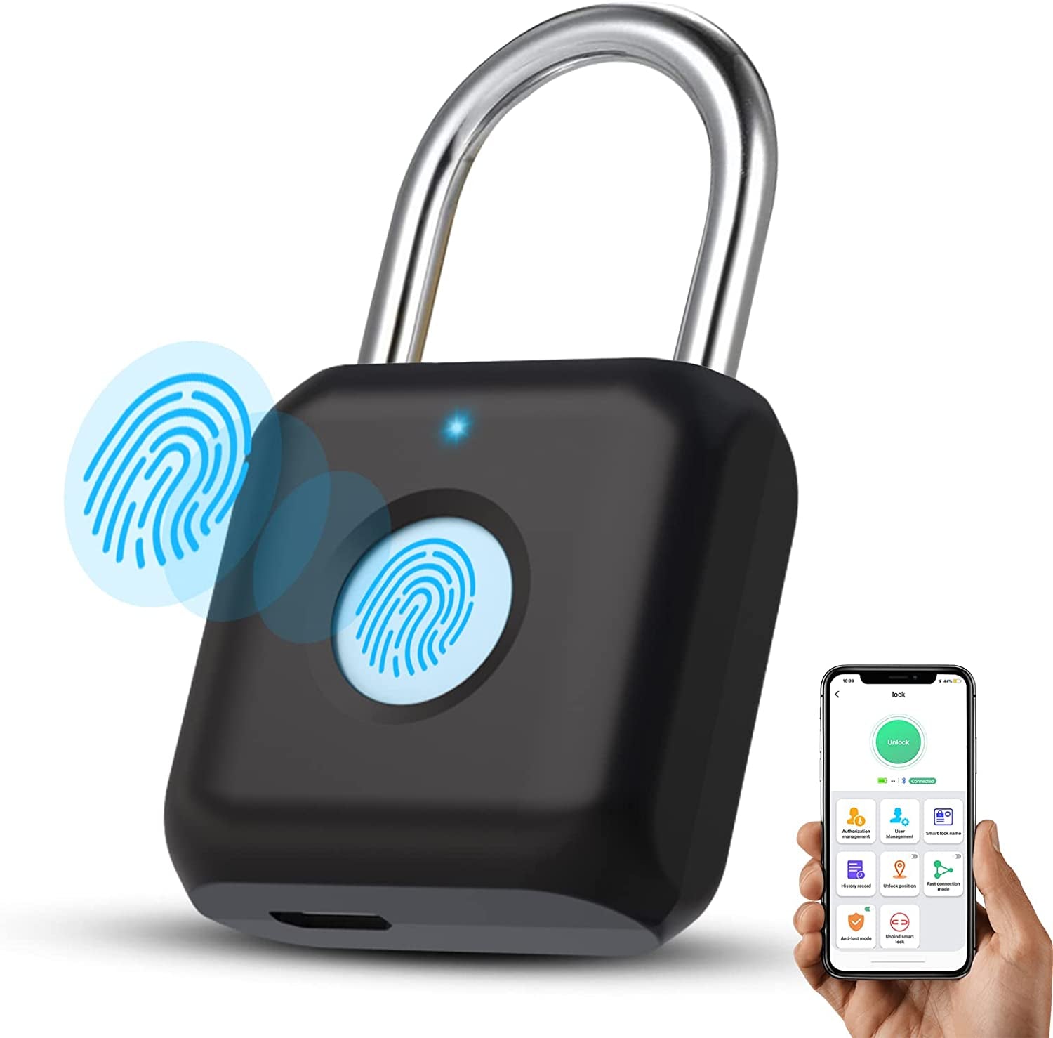 "Ultimate Security: Fingerprint Padlock - Smart, Weatherproof, USB Rechargeable - Ideal for Gym, Bike, School, Fence, and Storage Solutions"