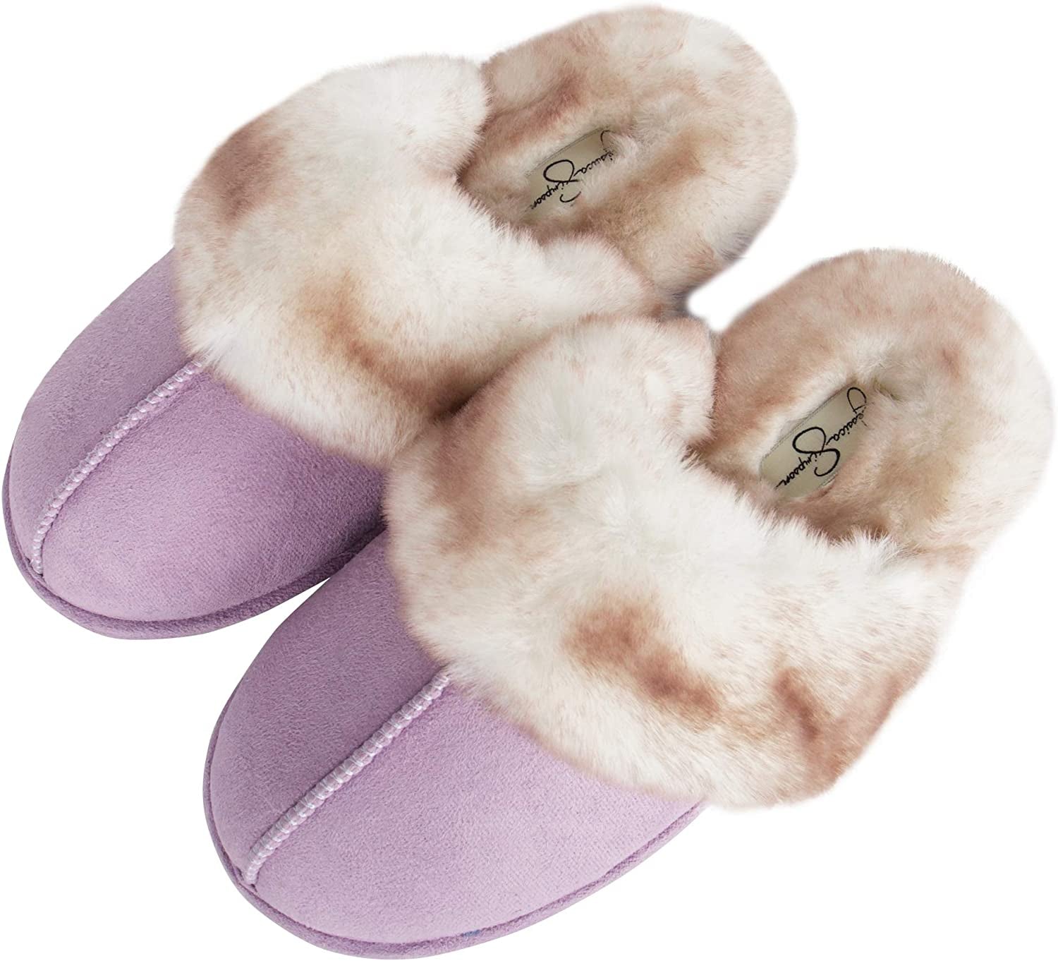 Women's Comfortable Faux Fur House Slipper Scuff with Memory Foam and Anti-Skid Sole