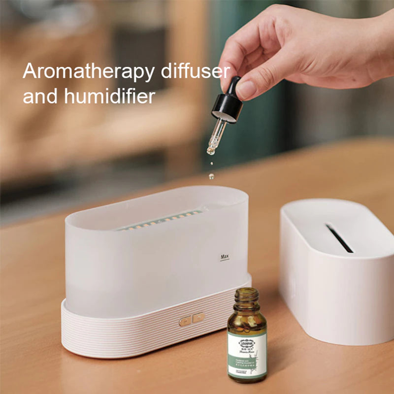 Professional title: "Ultrasonic Cool Mist Aroma Diffuser with LED Flame Lamp and Essential Oil Diffuser"
