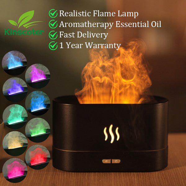 Professional title: "Ultrasonic Cool Mist Aroma Diffuser with LED Flame Lamp and Essential Oil Diffuser"