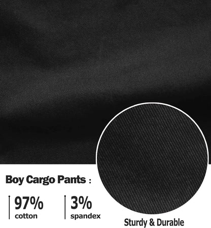 Boys Cargo Pants Cotton Casual Pants Drawstring Loose Jogging Bottoms Elastic Cuffed Cargo Joggers