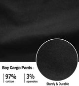 Boys Cargo Pants Cotton Casual Pants Drawstring Loose Jogging Bottoms Elastic Cuffed Cargo Joggers