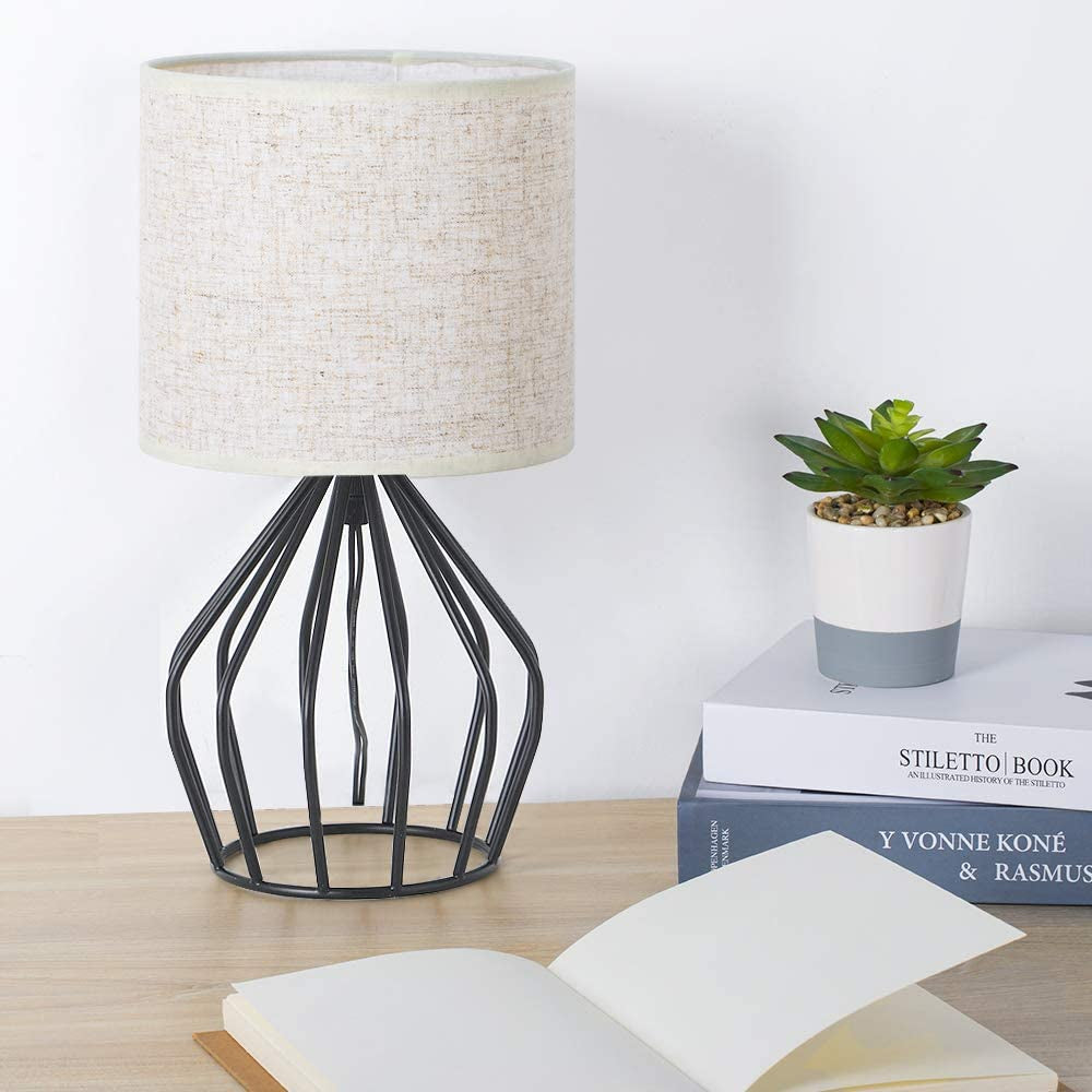 "Sleek Black Modern Table Lamp - Elevate Your Space with Timeless Elegance, Ideal for any Bedroom or Living Room Décor, Vintage Nightstand or Side Desk Light with Exquisite Hollowed Out Base and Luxurious Linen Fabric Shade 