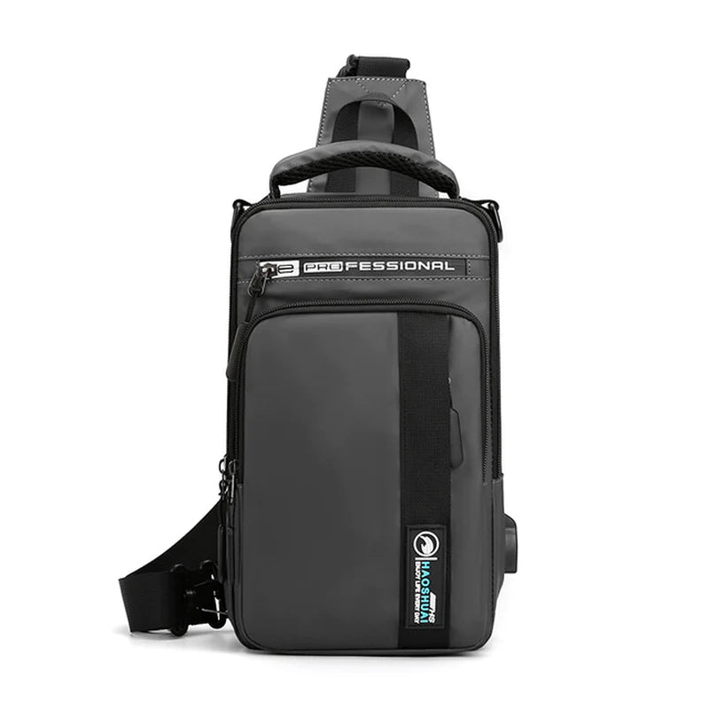 "Ultimate Men's Crossbody Bag: Stylish, Waterproof, and Equipped with USB Charging Port for On-the-Go Convenience!"