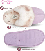 Women's Comfortable Faux Fur House Slipper Scuff with Memory Foam and Anti-Skid Sole