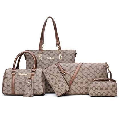 "Exquisite Collection: Premium Leather Designer Handbags - Stylish 6 Piece Set with Shoulder Bag, Crossbody Bag, and Patterned Luxury"