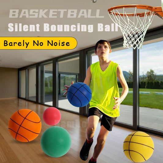 Professional product title: "Silent Size 7 Squeezable Bouncing Basketball - Indoor Mute Ball for Sports and Recreation - 24cm Foam Basketball"